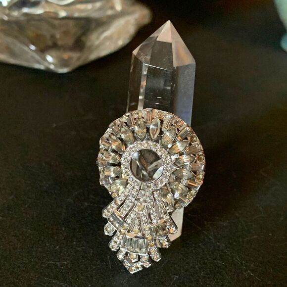 Vintage Rhinestone Art Deco Dress Clip, Unmarked, DISCOUNTED - Picture 2 of 6